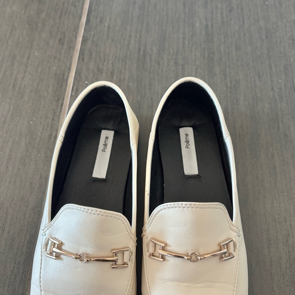 Soft Vegan Leather Cream Loafers - Picture 3 of 7